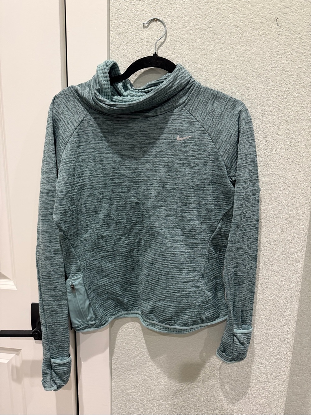 Nike Women's Running Teal Cowl Neck Thermal Pullover